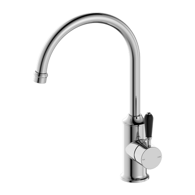 Nero York Kitchen Mixer Goosneck Spout With Black Porcelain Lever | Chrome |