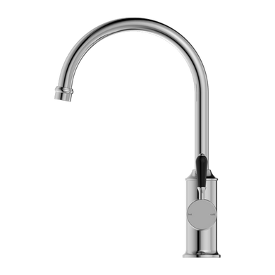 Nero York Kitchen Mixer Goosneck Spout With Black Porcelain Lever | Chrome |