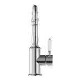 Nero York Kitchen Mixer Hook Spout With White Porcelain Lever | Chrome |