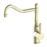 Nero York Kitchen Mixer Hook Spout With Metal Lever | Aged Brass |