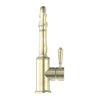 Nero York Kitchen Mixer Hook Spout With Metal Lever | Aged Brass |