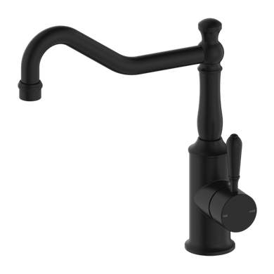 Nero York Kitchen Mixer Hook Spout With Metal Lever | Matte Black |
