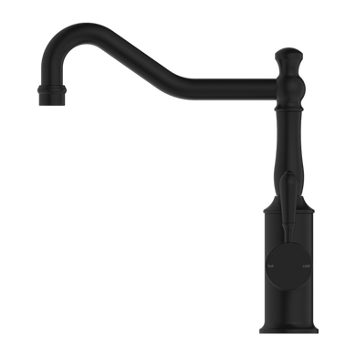 Nero York Kitchen Mixer Hook Spout With Metal Lever | Matte Black |