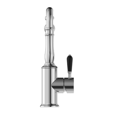 Nero York Kitchen Mixer Hook Spout With Black Porcelain Lever | Chrome |