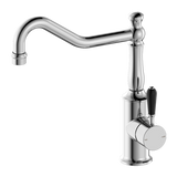 Nero York Kitchen Mixer Hook Spout With Black Porcelain Lever | Chrome |
