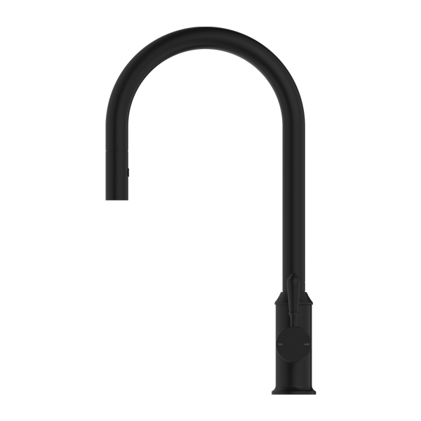 Nero York Pull Out Sink Mixer With Vegie Spray Function With Metal Lever  | Matte Black |