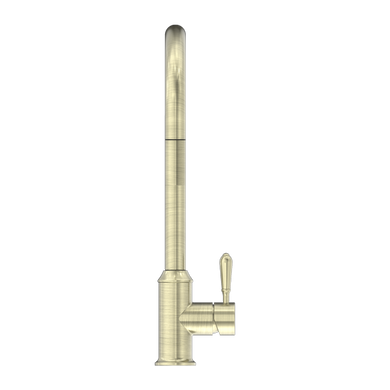 Nero York Pull Out Sink Mixer With Vegie Spray Function With Metal Lever | Aged Brass |