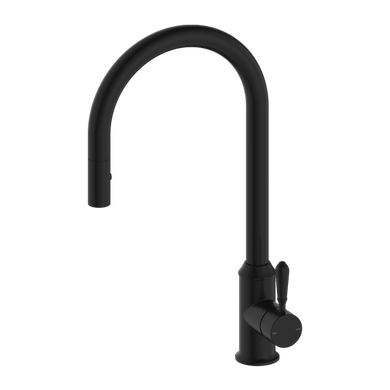 Nero York Pull Out Sink Mixer With Vegie Spray Function With Metal Lever | Matte Black |