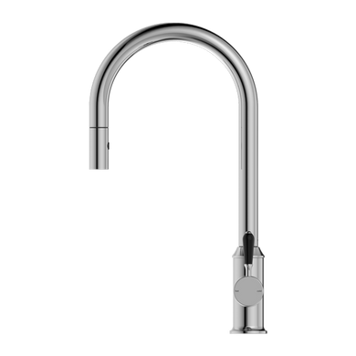 Nero York Pull Out Sink Mixer With Vegie Spray Function With Black Porcelain Lever | Chrome |
