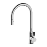 Nero York Pull Out Sink Mixer With Vegie Spray Function With Black Porcelain Lever | Chrome |