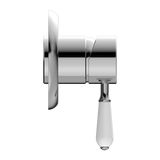 Nero York Shower Mixer With White Porcelain Lever | Chrome |