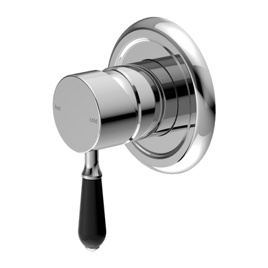 Nero York Shower Mixer With Black Porcelain Lever | Chrome |