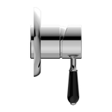 Nero York Shower Mixer With Black Porcelain Lever | Chrome |