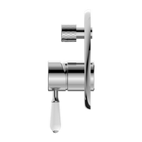 Nero York Shower Mixer With Diverter With White Porcelain Lever | Chrome |