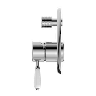 Nero York Shower Mixer With Diverter With White Porcelain Lever | Chrome |