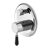 Nero York Shower Mixer With Diverter With Black Porcelain Lever | Chrome |