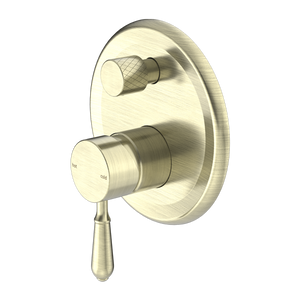 Nero York Shower Mixer With Diverter With Metal Lever, Aged Brass