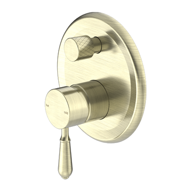 Nero York Shower Mixer With Diverter With Metal Lever | Aged Brass |