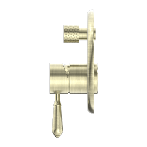 Nero York Shower Mixer With Diverter With Metal Lever | Aged Brass |