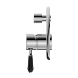 Nero York Shower Mixer With Diverter With Black Porcelain Lever | Chrome |