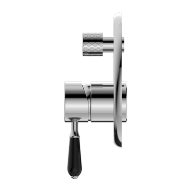 Nero York Shower Mixer With Diverter With Black Porcelain Lever | Chrome |