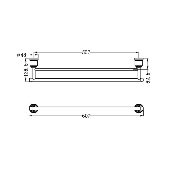 Nero York Double Towel Rail 600mm | Aged Brass |