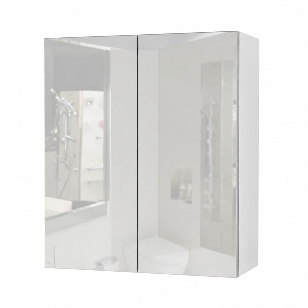 Cassia Mirror Shaving Cabinet 750mm x 750mm with Polished Edge, Gloss White