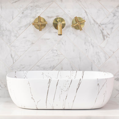 Julio 455mm x 325mm Above-Counter Basin, Matte Calacatta