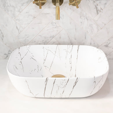 Julio 455mm x 325mm Above-Counter Basin, Matte Calacatta
