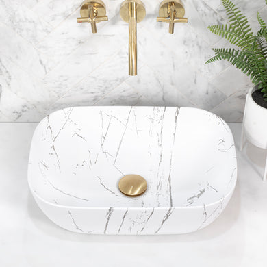 Julio 455mm x 325mm Above-Counter Basin, Matte Calacatta