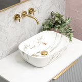 Julio 455mm x 325mm Above-Counter Basin, Fired Matte Calacatta
