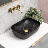 Julio 455mm x 325mm Above-Counter Basin, Fired Matte Nero Marquina