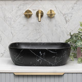 Julio 455mm x 325mm Above-Counter Basin, Fired Matte Nero Marquina