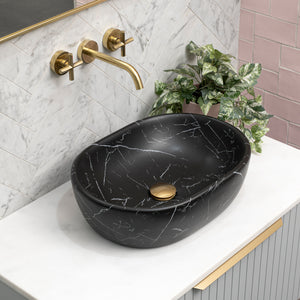 Capsula 480mm x 350mm Above-Counter Basin, Fired Matte Nero Marquina *Clearance Stock*