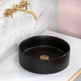 Kahm Fluted 360mm Above-Counter Basin, Matte Black *Clearance Stock*