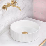 Kahm Fluted 360mm Above-Counter Basin, Matte White *Clearance Stock*