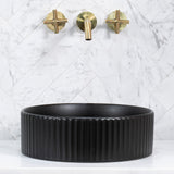 Kahm Fluted 360mm Above-Counter Basin, Matte Black *Clearance Stock*