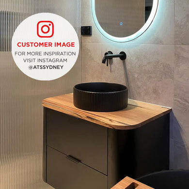 Kahm Fluted 360mm Above-Counter Basin, Matte Black *Clearance Stock*