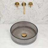 Kahm Mediterranean Fluted 400mm Above-Counter Glass Basin, Smoke Glass