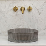 Kahm Mediterranean Fluted 400mm Above-Counter Glass Basin, Smoke Glass