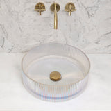 Kahm Mediterranean Fluted 400mm Above-Counter Glass Basin, Mermaid Glass