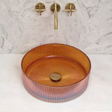 Kahm Mediterranean Fluted 400mm Above-Counter Glass Basin, Deep Red Glass