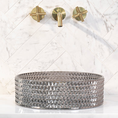 Kahm Mediterranean 360mm Above-Counter Glass Basin, Smoked Glass