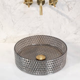 Kahm Mediterranean 360mm Above-Counter Glass Basin, Smoked Glass