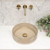 Kahm Mediterranean 360mm Above-Counter Glass Basin, Champagne Glass