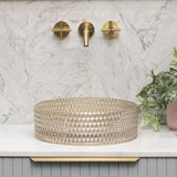 Kahm Mediterranean 360mm Above-Counter Glass Basin, Champagne Glass