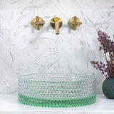Kahm Mediterranean 360mm Above-Counter Glass Basin, Green Tint Glass