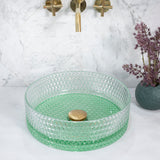 Kahm Mediterranean 360mm Above-Counter Glass Basin, Green Tint Glass