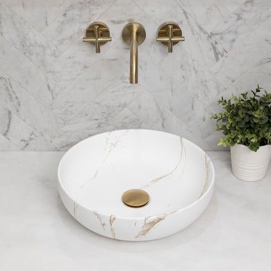 Disco 370mm Above-Counter Basin, Matte Calacatta Gold