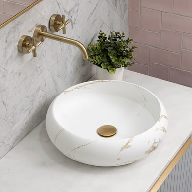 Disco Plus 415mm Above-Counter Basin, Matte Calacatta Gold